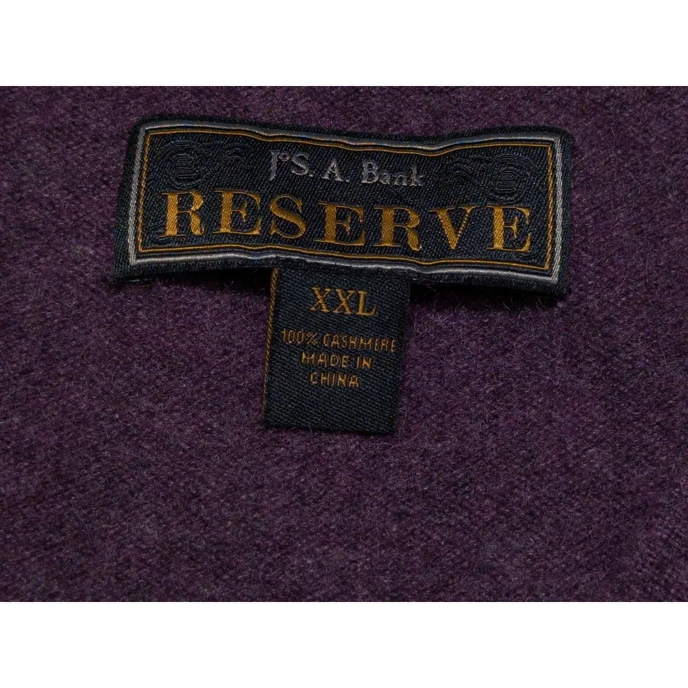 JOS A BANK 100% Cashmere V-Neck Sweater Purple Men's XXL 2XL